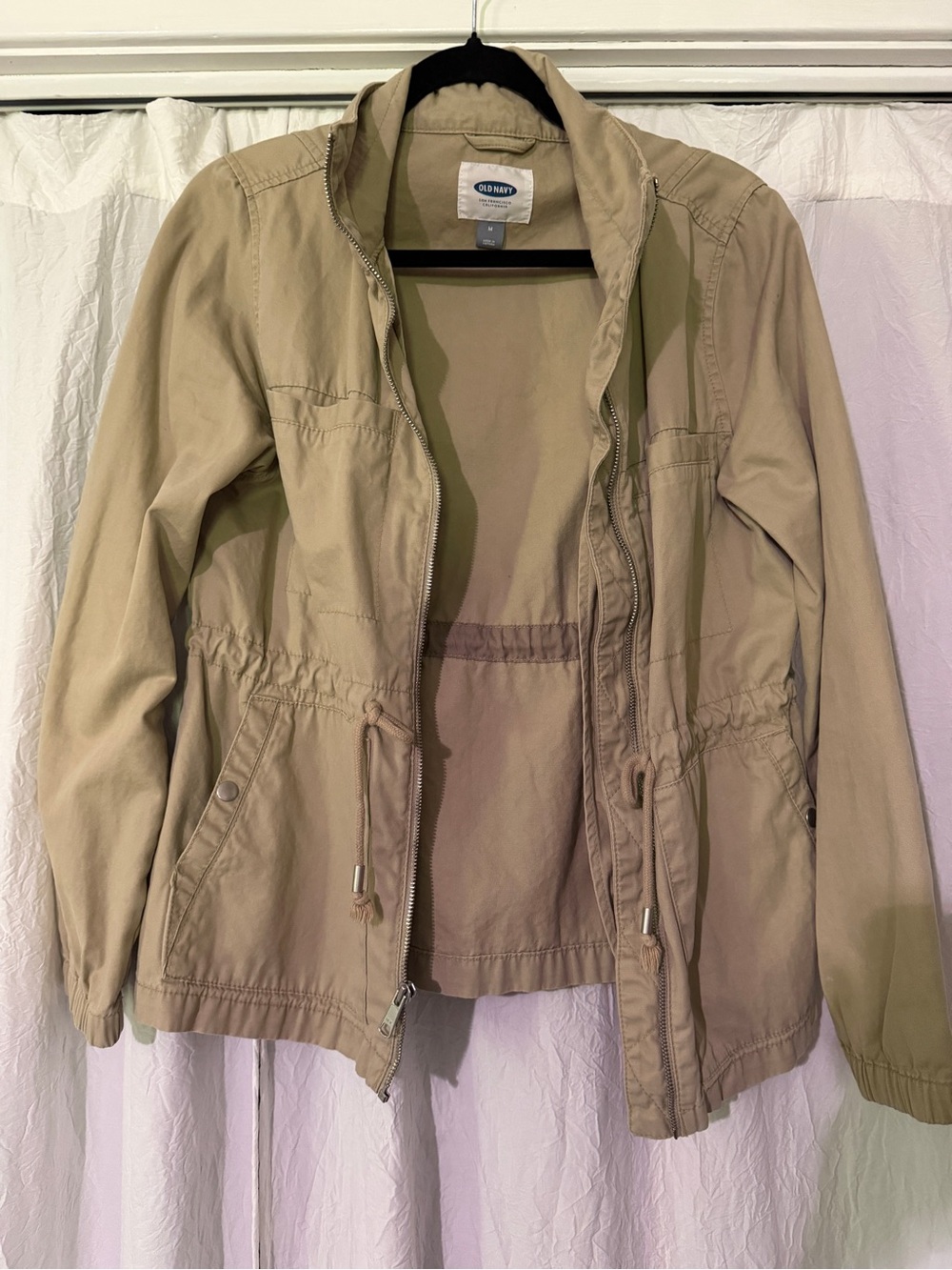Old Navy Beige Utility Jacket with Drawstring Waist